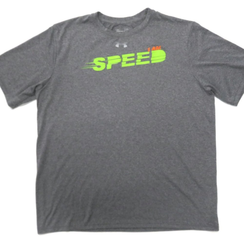 Under Armour T-Shirt Speed Running T-Shirt‎ Mens XL Gray Heatgear Regular S/S